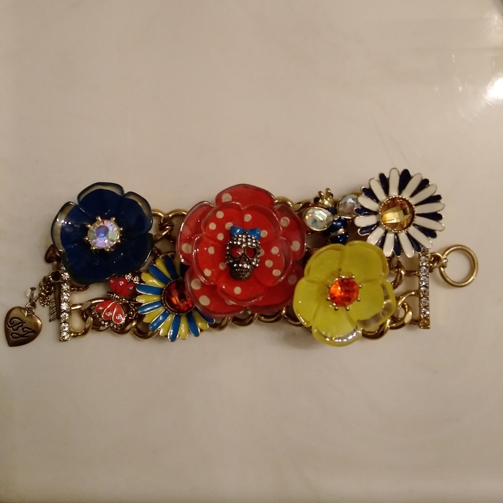 Betsey Johnson Yacht Club Flower Skull Bracelet